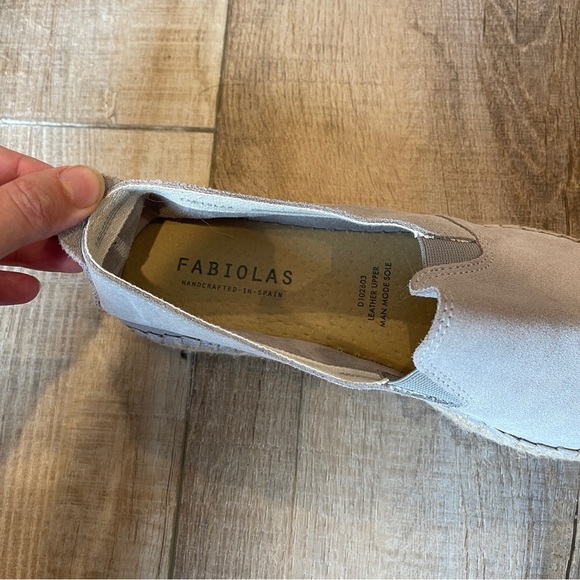Fabiolas Light Gray Soft Suede Slip On Espadrille Flats - Picture 3 of 5